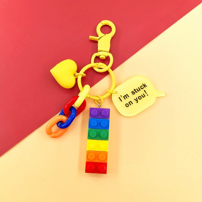 Wholesale Rainbow Building Blocks Acrylic Keychain